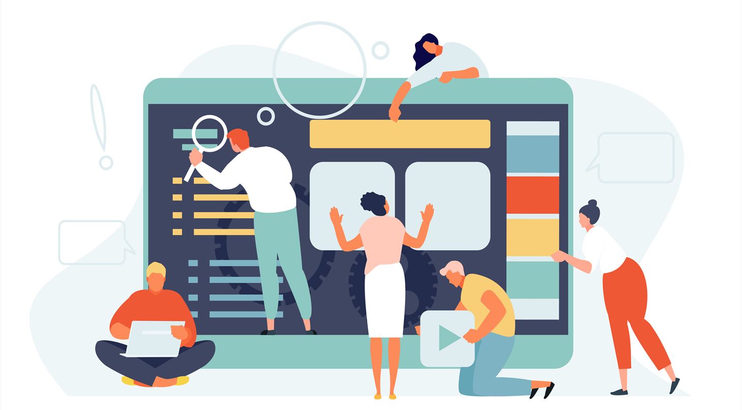 Animation af personer, der tester IT-løsninger